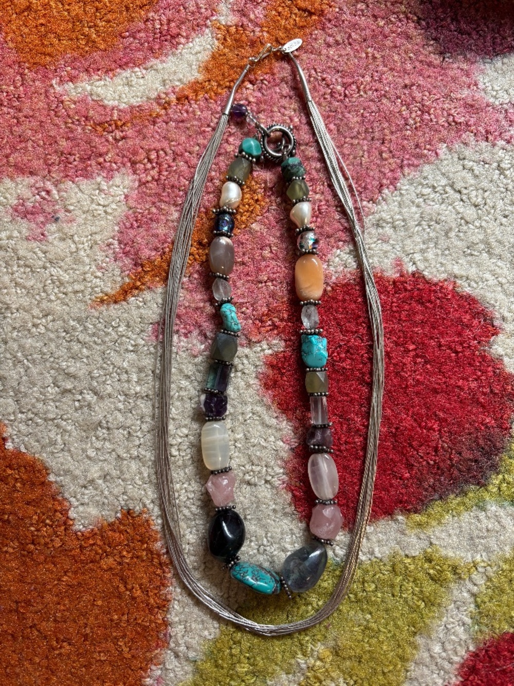 Multi stone necklace and liquid silver necklace